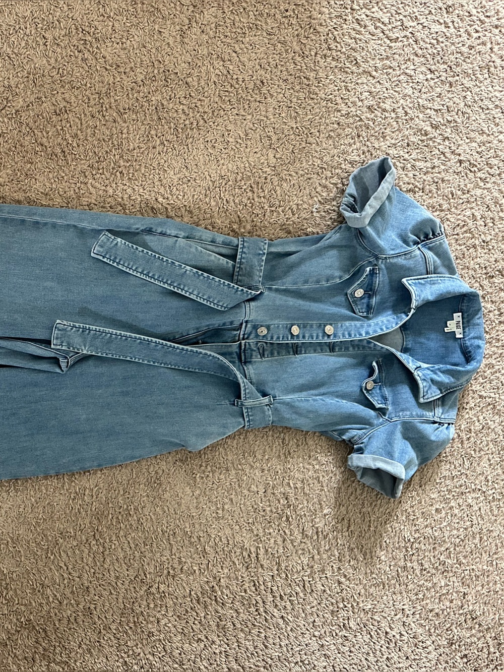 PAIGE Light Blue Denim Jumpsuit with Belt